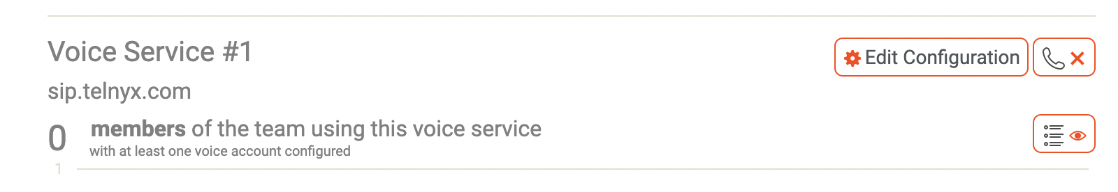 Voice Service #1 settings tab. 