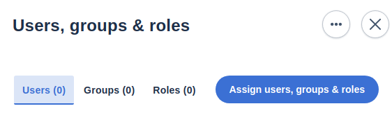Users, groups and roles section