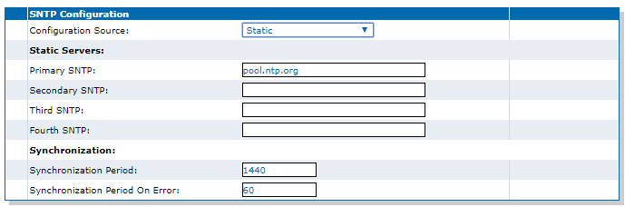 Time server settings interface. 