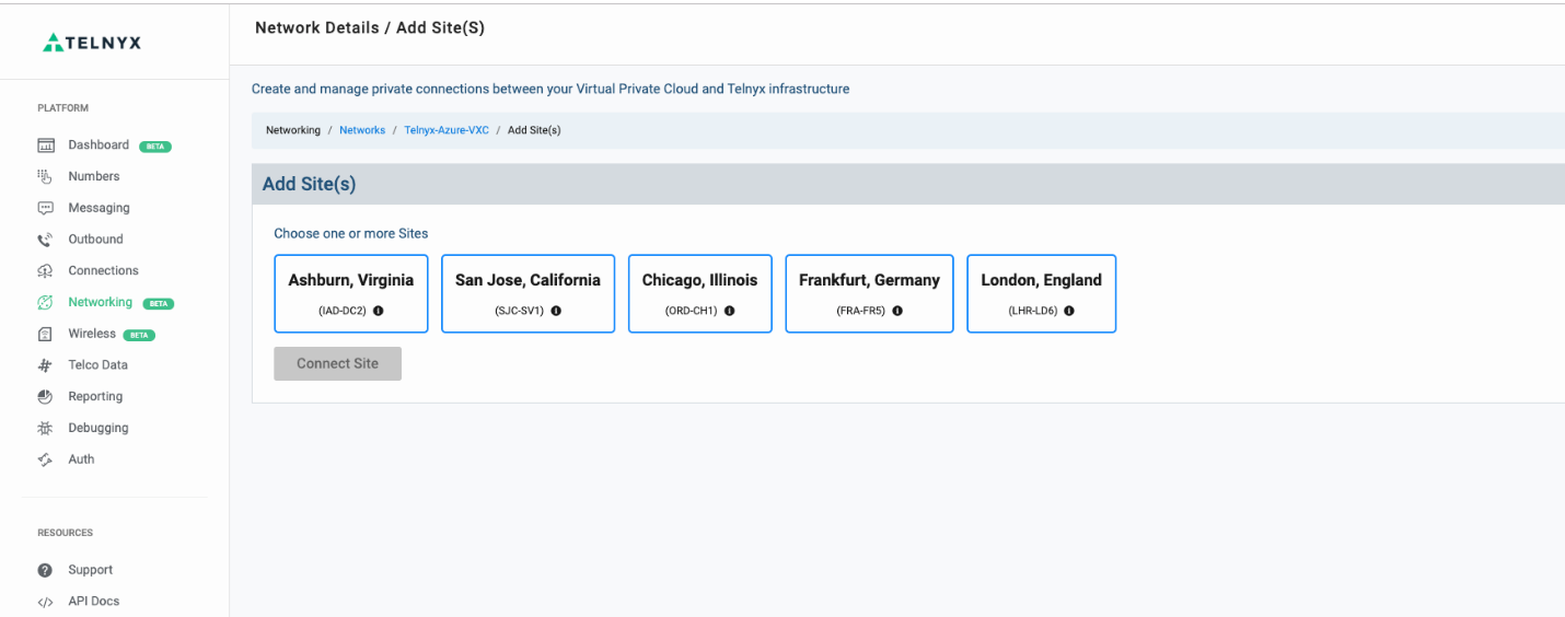 Telnyx Backbone Network selection table. 