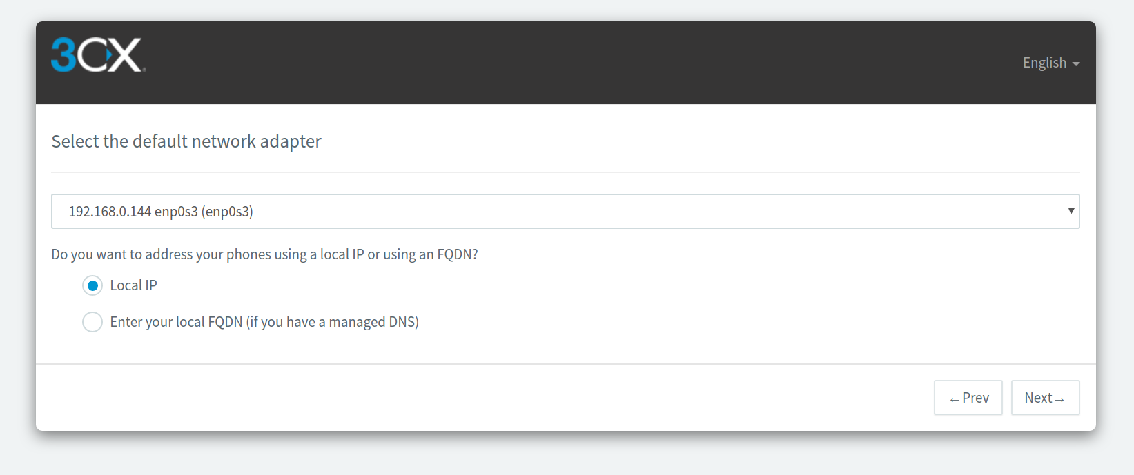 Default Network Adapter. 