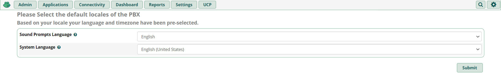 Default locales selection. 