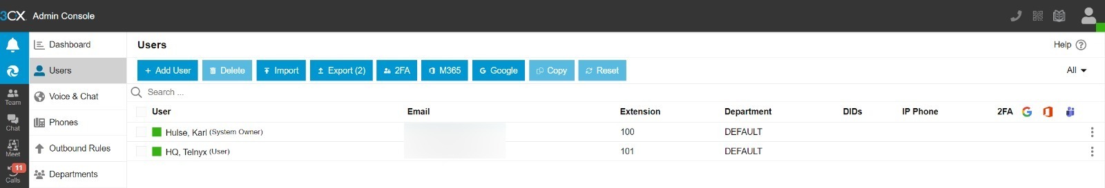 3CX Admin Console