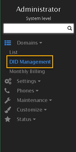 Admin on the Vodia PBX. 