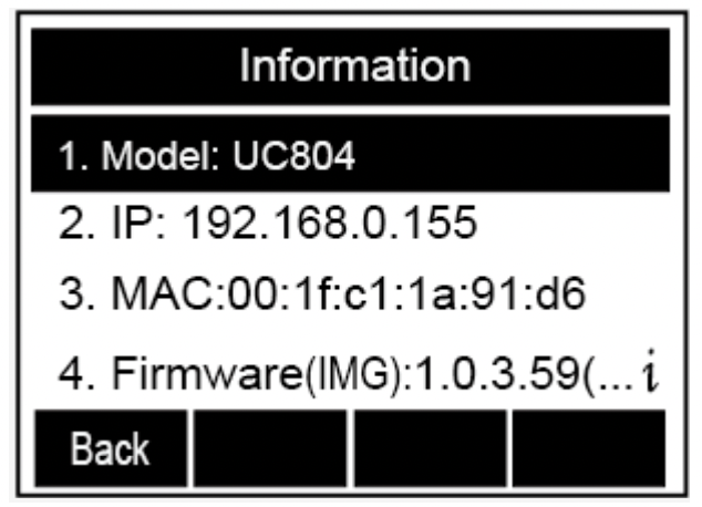 Status > Information section. 