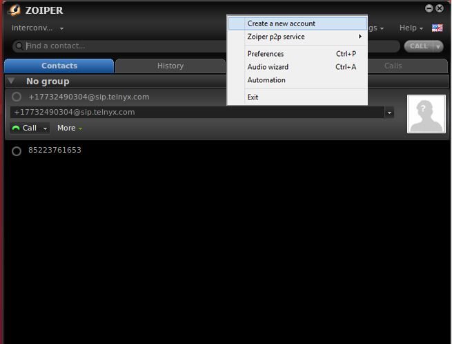 Zoiper Account Creation page. 