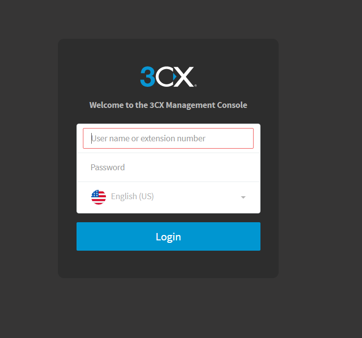 3CX Sign in screen