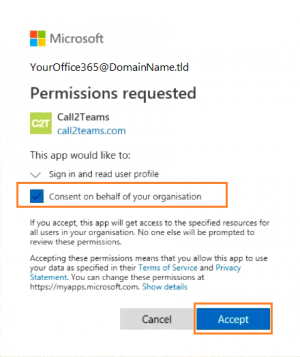 Call2Teams portal.