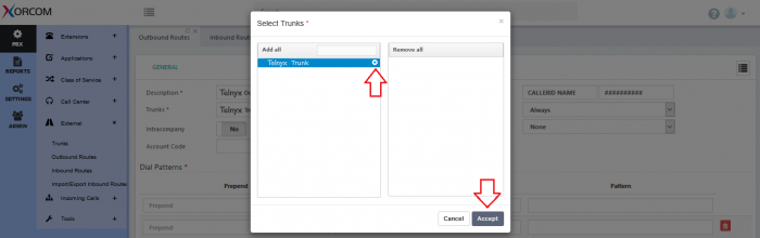 Dial pattern settings to set multiple matching patterns. 