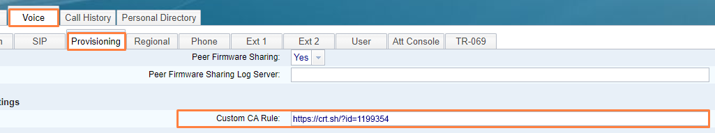 Custom CA Rule field