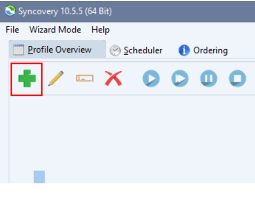 New Profile section of Syncovery. 