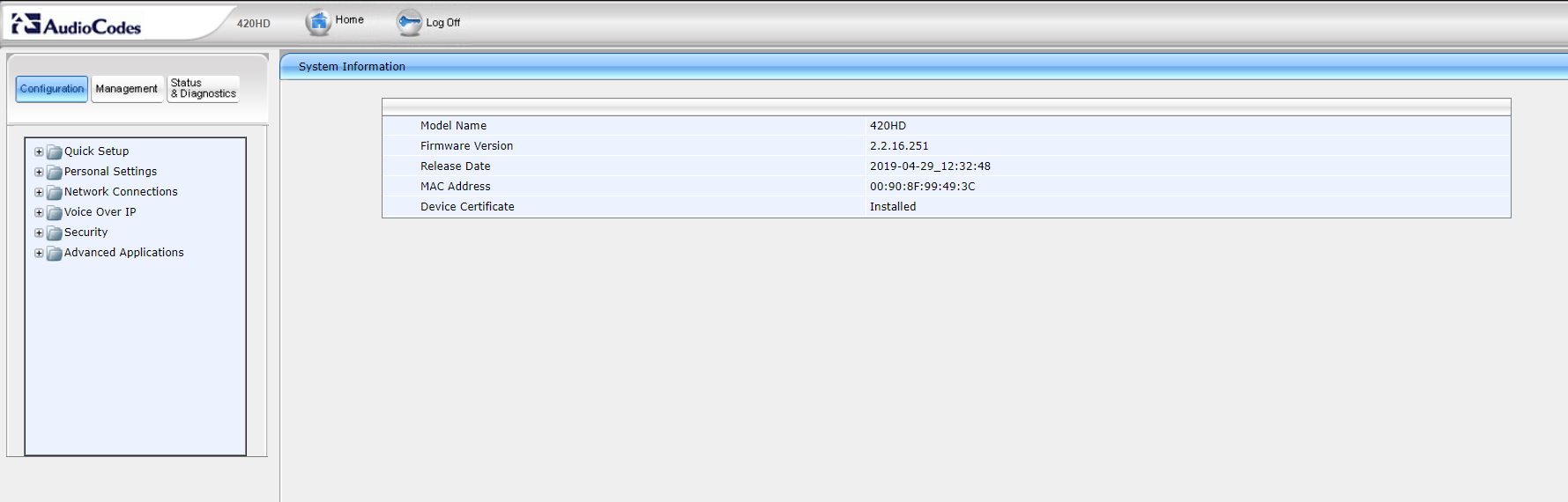 Audio Codec landing page. 