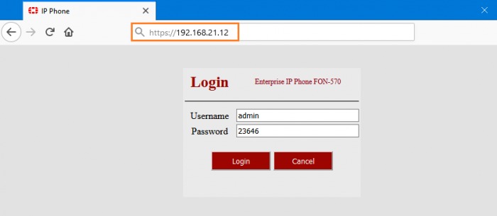 Login credentials input section. 