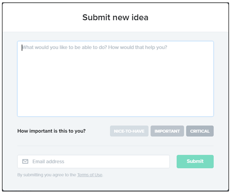 Feature request submission on the New Idea page. 