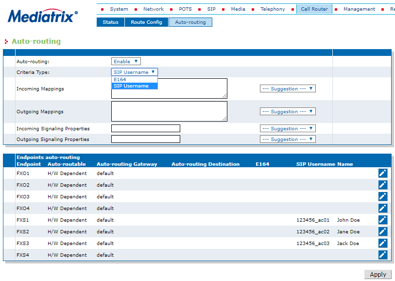 Call Router domain. 