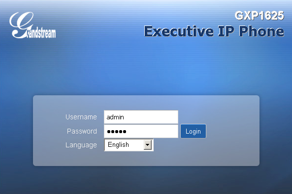 Grandstream web UI interface. 
