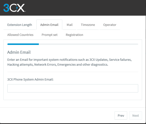admin email tab
