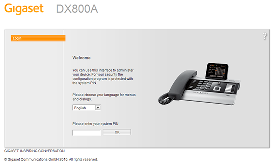 Gigaset web portal. 