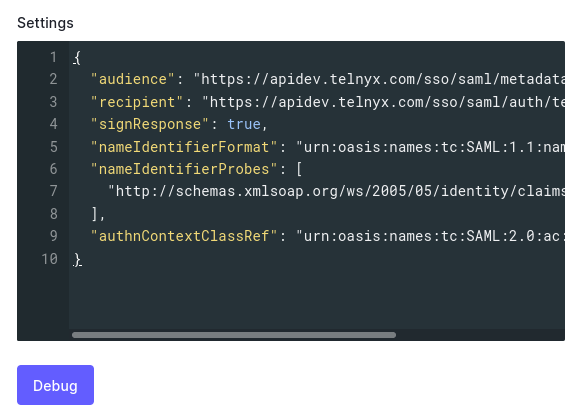 WebAPP settings page. 