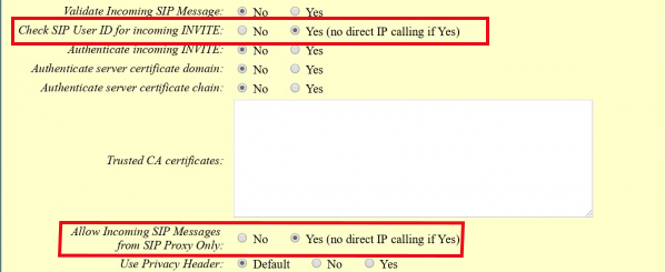 Direct IP faxes settings on FXS PORT1 page. 