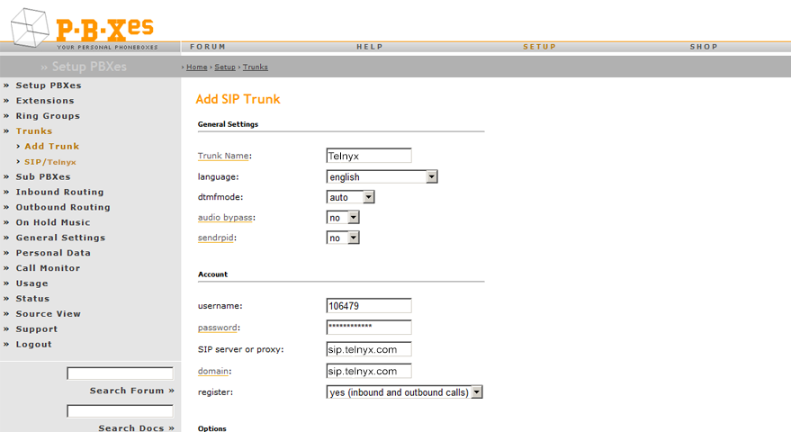 PBXes online portal.