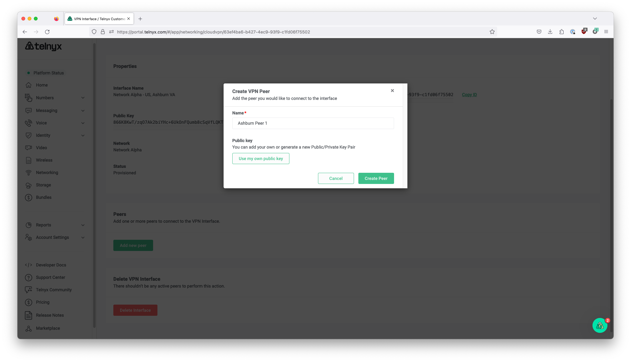 Wireguard interface section for global IP. 