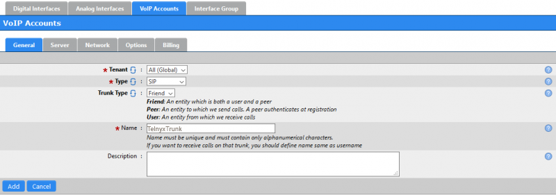 Server tab of the ScopTEL portal. 