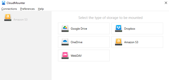 CloudMounter interface. 
