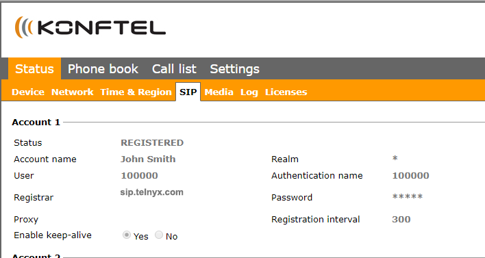  Status section. 