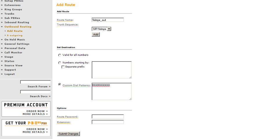 outbound routing dial rule section.