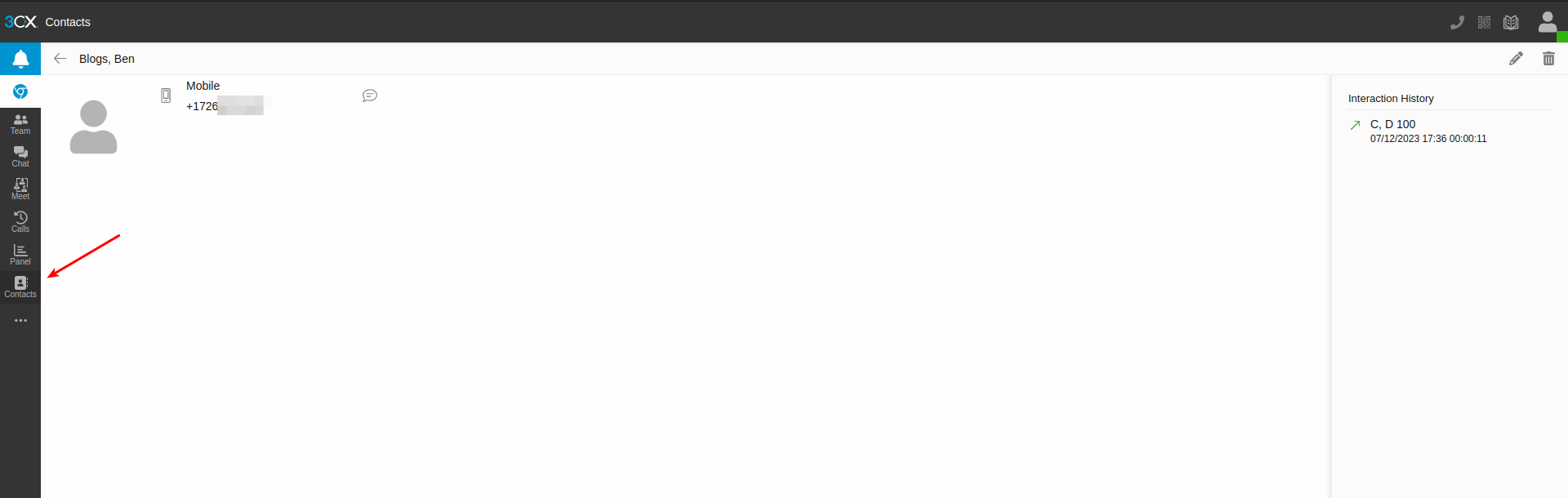 Contacts section
