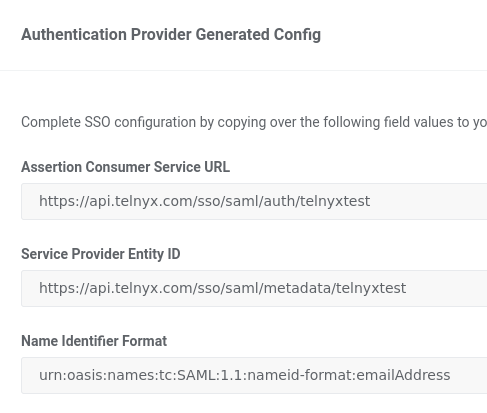 Authentication provider generated configuration.
