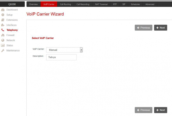 VoIP Carrier Wizard.