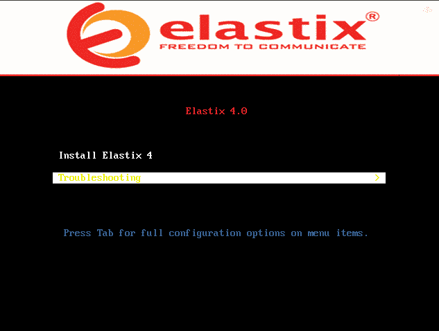 Elastix 4 installer page. 