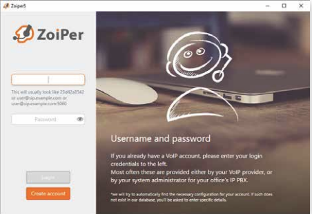 Account creation wizard interface. 
