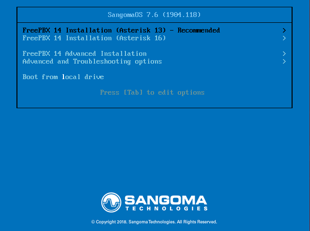 Installation virtual machine.