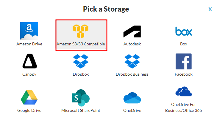 Various storage choices. 