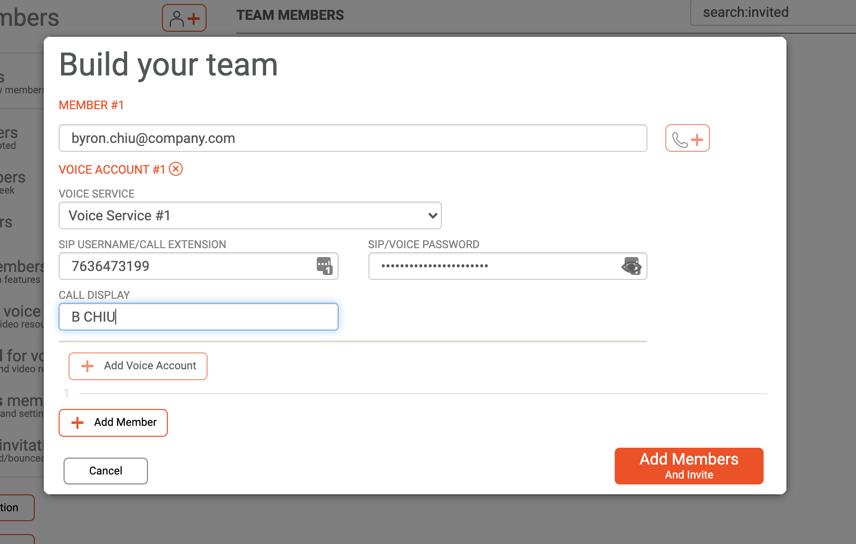 Member addition settings. 
