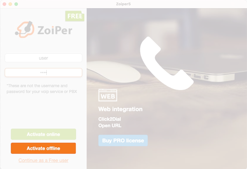Offline activation button on the login screen. 