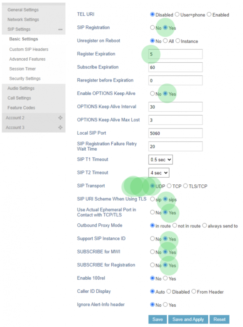 Accounts section.