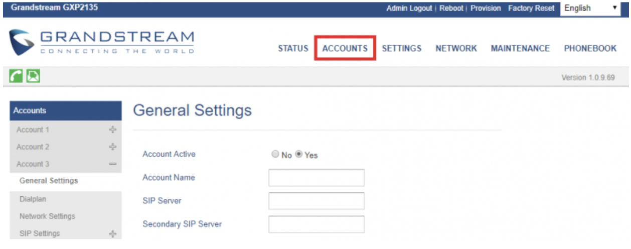 Account general settings. 