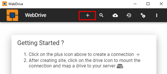 WebDrive homepage. 