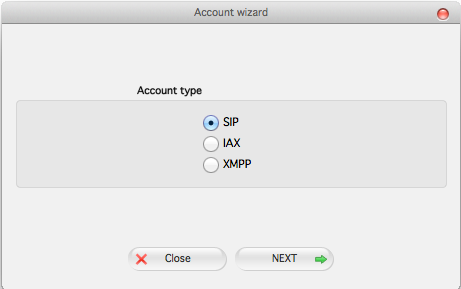 SIP account button for Telnyx. 